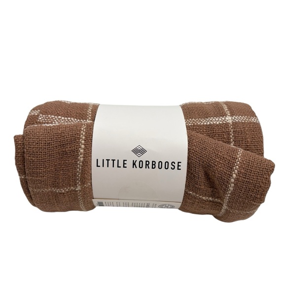 Little Korboose Brown Cream Checkered 100% Cotton Blanket NWOT - Picture 1 of 3
